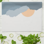 湖に映る青い山 キッチンタオル (折り畳み)