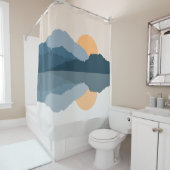 湖に映る青い山 シャワーカーテン (インサイチュ)