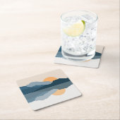 湖に映る青い山 スクエアペーパーコースター (インサイチュ)