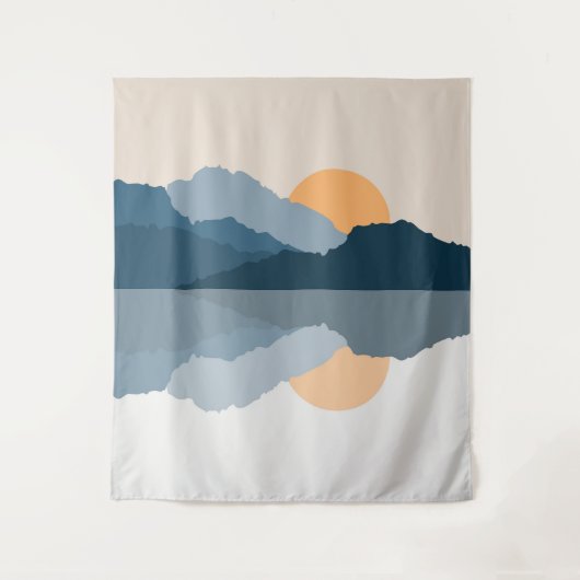 湖に映る青い山 タペストリー (正面)