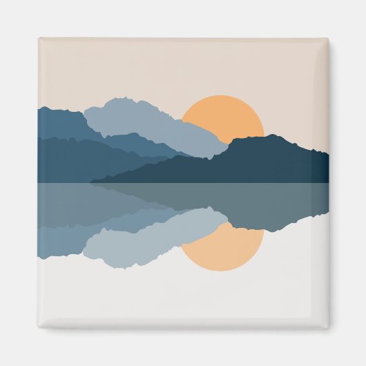 湖に映る青い山 マグネット (正面)