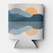 湖に映る青い山 缶クーラー (正面)