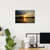 湖に沈む夕日 ポスター (ホームオフィス)
