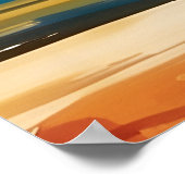 湖に沈む夕日 ポスター (角)