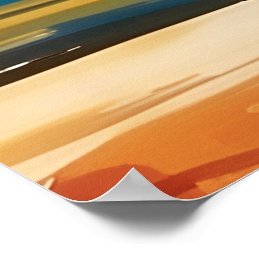 湖に沈む夕日 ポスター (角)