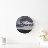 湖に沈む夕日 ラウンド壁時計 (ホーム)