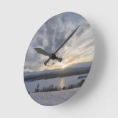 湖に沈凍っていむ ラウンド壁時計 (傾斜)