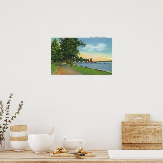 湖に沿った景色 ポスター (キッチン)