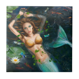 湖に浮かぶセラミックの装飾の人魚タイル タイル