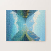 湖に浮かぶ帆船澄ん。 ジグソーパズル (横)