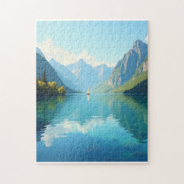 湖に浮かぶ帆船澄ん。 ジグソーパズル