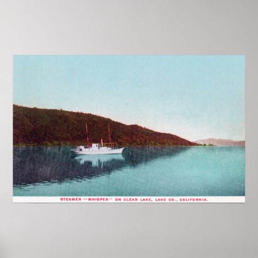 湖に浮かぶ汽船の景色 ポスター (正面)