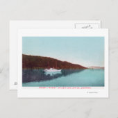 湖に浮かぶ汽船の景色 ポストカード (正面/裏面)