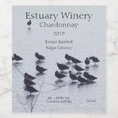 湖に浮かぶ海辺の鳥 ワインラベル (シングルラベル)