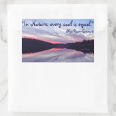 湖に浮かぶ美しい荒野の夕日の写真 長方形シール (バッグ)