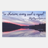 湖に浮かぶ美しい荒野の夕日の写真 長方形シール (正面)