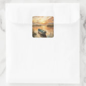 湖に浮かぶ船 スクエアシール (バッグ)