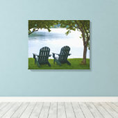 湖に面したアディロンドラックの椅子 キャンバスプリント (インサイチュ (ウッドフロア))