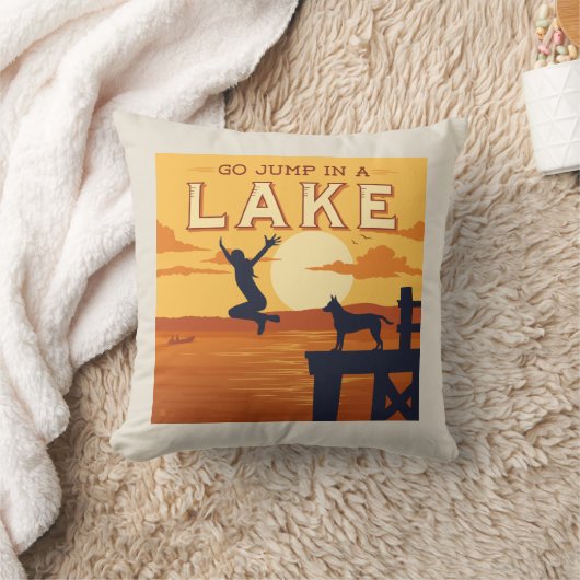 湖に飛び込む クッション (ブランケット)
