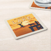 湖に飛び込む スクエアペーパーコースター (アングル)