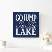 湖に飛び込む スクエア壁時計 (ホーム)