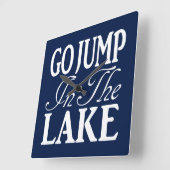 湖に飛び込む スクエア壁時計 (傾斜)