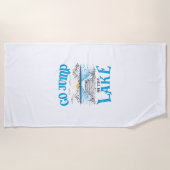 湖に飛び込む ビーチタオル (正面)