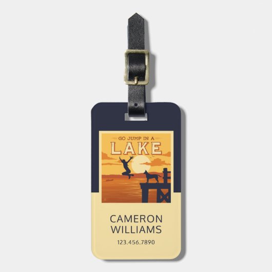 湖に飛び込む ラゲッジタグ (正面縦)