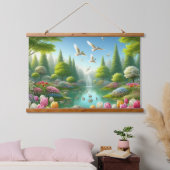 湖のある美しい景色 吊り下げ型タペストリー (寝室)