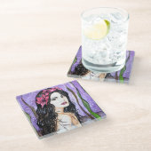 『湖のおとぎ話の女絵画性』 ガラスコースター (アングル)