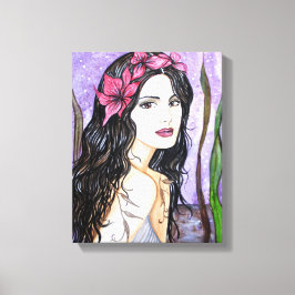 湖のおとぎ話の女絵画性 キャンバスプリント