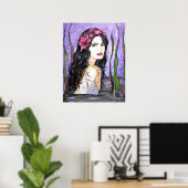 湖のおとぎ話の女絵画性 ポスター (ホームオフィス)