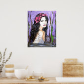 湖のおとぎ話の女絵画性 ポスター (キッチン)