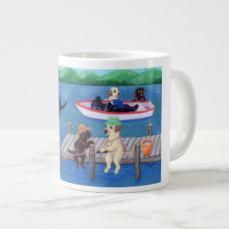 湖のおもしろいのラブラドールの絵を描くこと ジャンボコーヒーマグカップ
