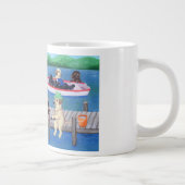 湖のおもしろいのラブラドールの絵を描くこと ジャンボコーヒーマグカップ (右)