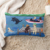 湖のおもしろいのラブラドールの絵を描くこと ランバークッション (ブランケット)