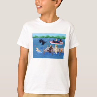 湖のおもしろいのラブラドールの絵を描くこと Tシャツ