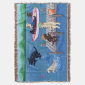 湖のおもしろいのラブラドール スローブランケット (正面縦)