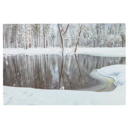 湖のそばの冬 メタルプリント