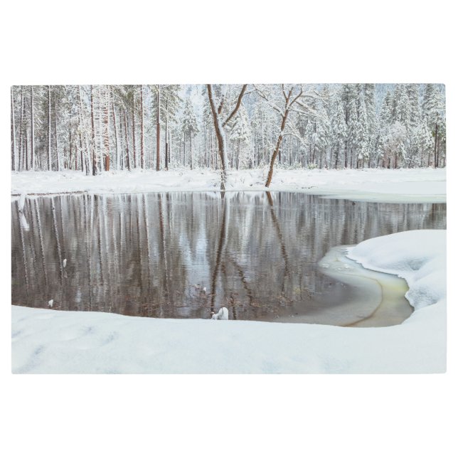 湖のそばの冬 メタルプリント (正面)