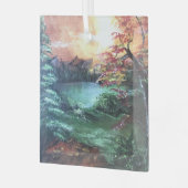 湖のそばの小さな色 ガラスオーナメント (正面左)