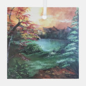 湖のそばの小さな色 ガラスオーナメント (裏面)