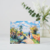 湖のそばの庭の道のカップル シーズンポストカード (スタンド正面)