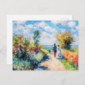 湖のそばの庭の道のカップル シーズンポストカード (正面/裏面)