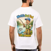 湖のそばの最高のパパ釣り人 楽しいギフトのアイデア Tシャツ (裏面)