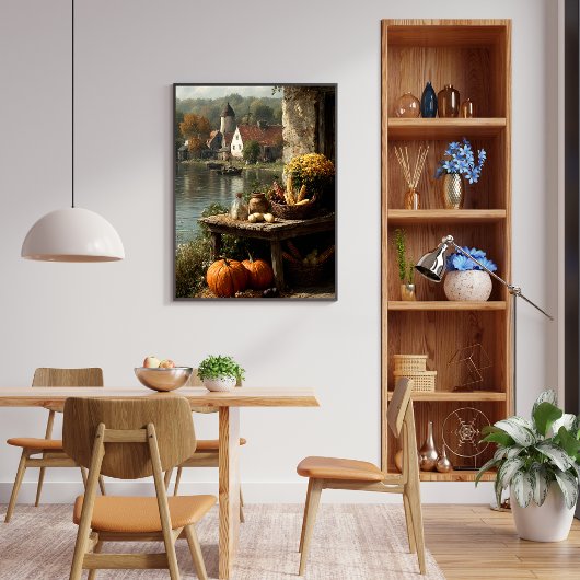 湖のそばの秋 ポスター