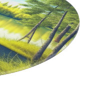 湖のそばの美しい森の中のテント カッティングボード (角)