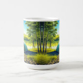 湖のそばの美しい森の中のテント コーヒーマグカップ (中央)
