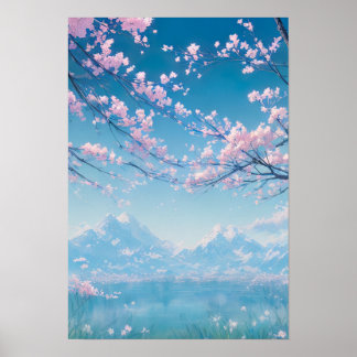 湖のそばの霧の朝 ポスター