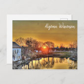 湖のはがきにウィスコンシンの夕日アルゴマ ポストカード (正面/裏面)